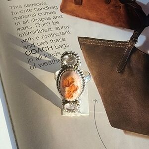 Elegant Sterling Silver and Mexican Fire Opal Ring in Size 7